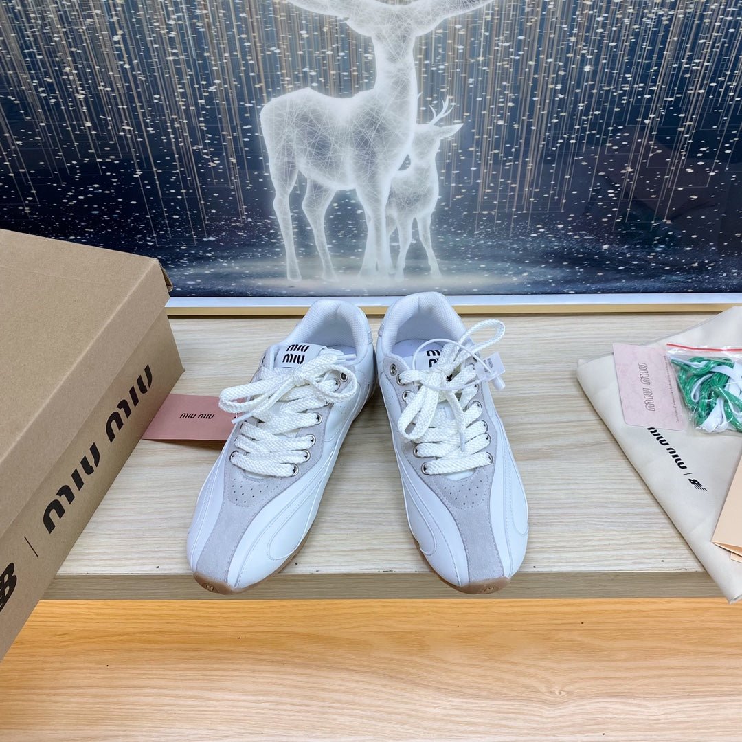 NB White and Gray Sneakers Cowhide - Image 10
