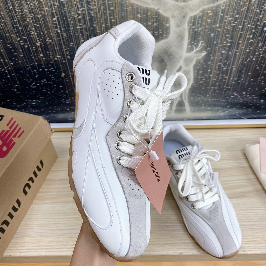 NB White and Gray Sneakers Cowhide - Image 7