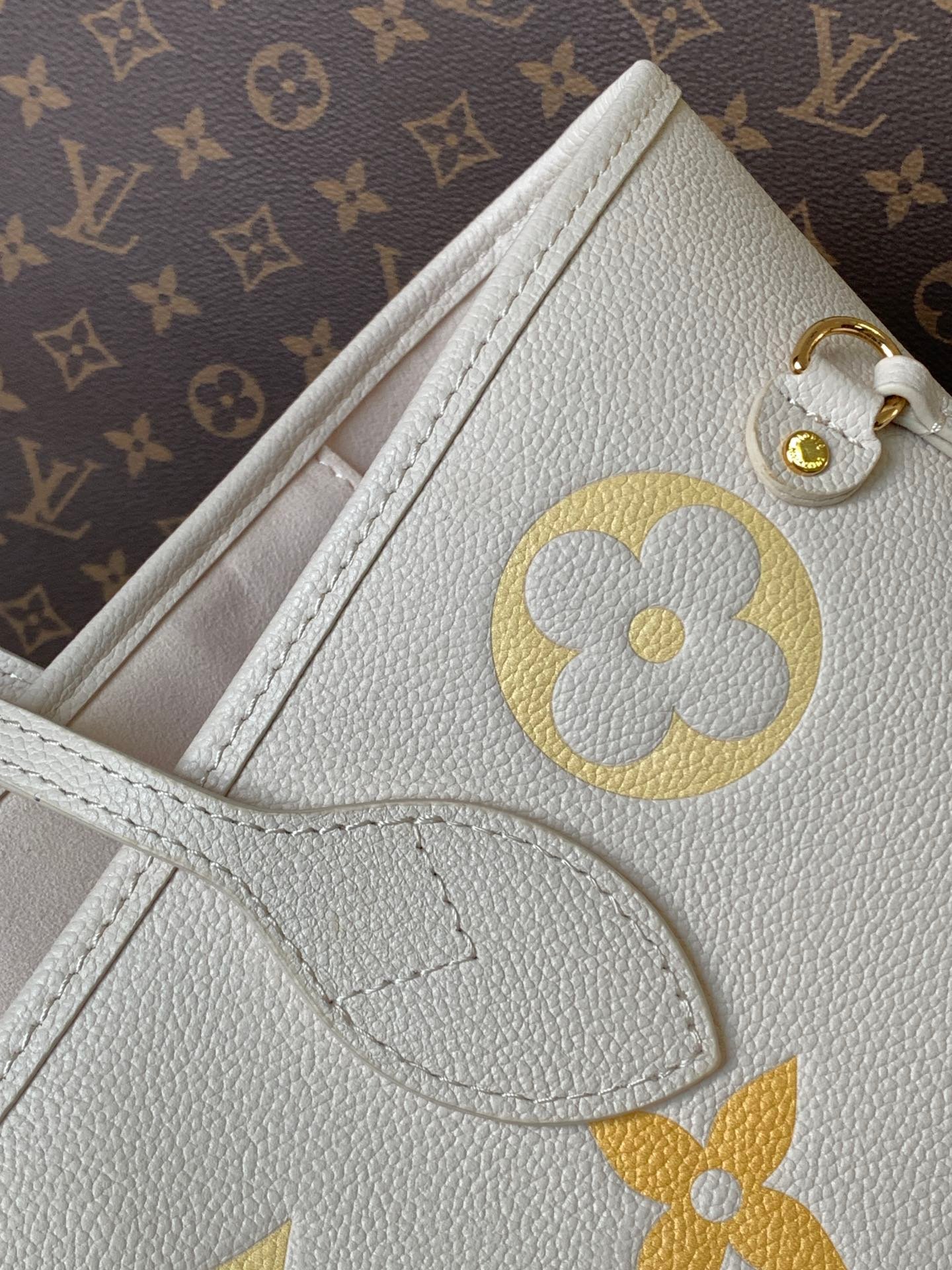 NEVERFULL MM TOTE BAG 32 IN WHITE MIX ORANGE CALFSKIN - Image 5