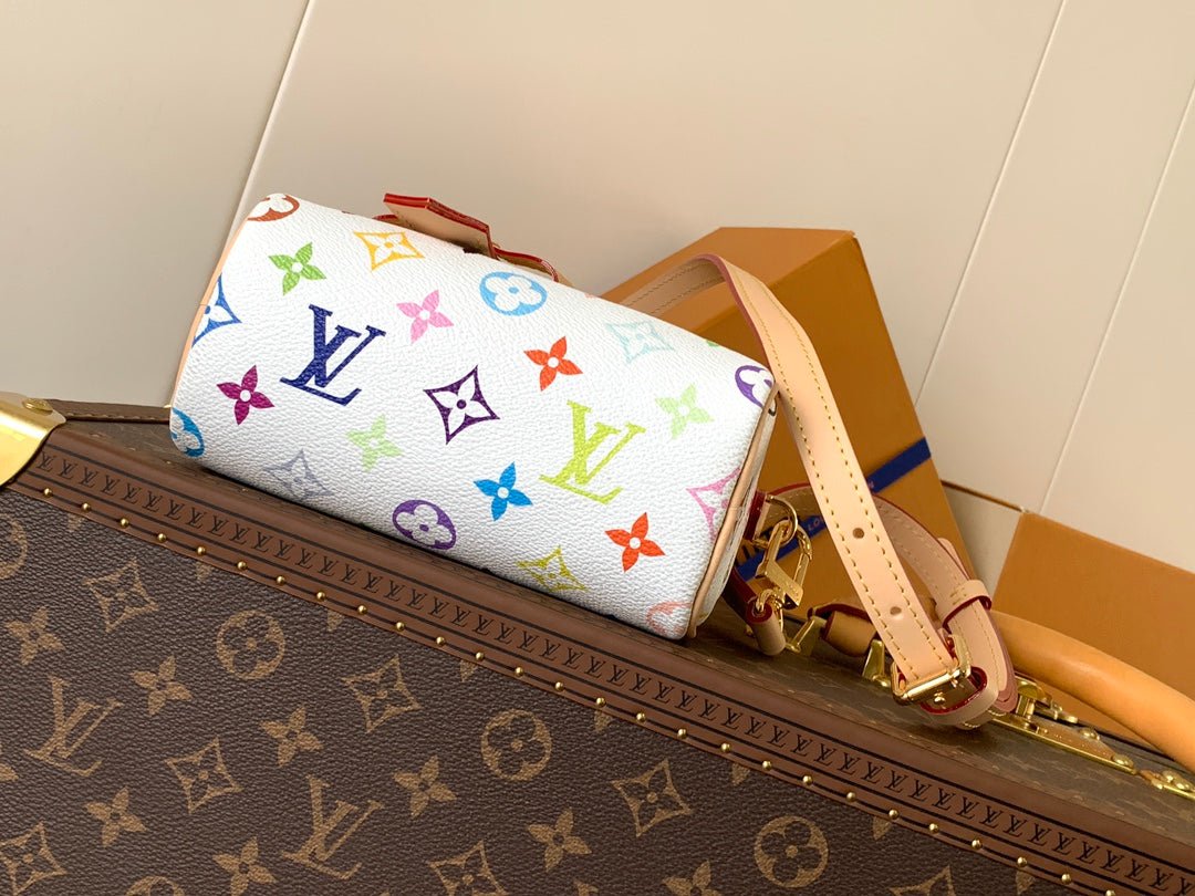 NANO SPEEDY BAG 16 IN COLORFUL MONOGRAM PATTERN AND WHITE COATED CANVAS - Image 2