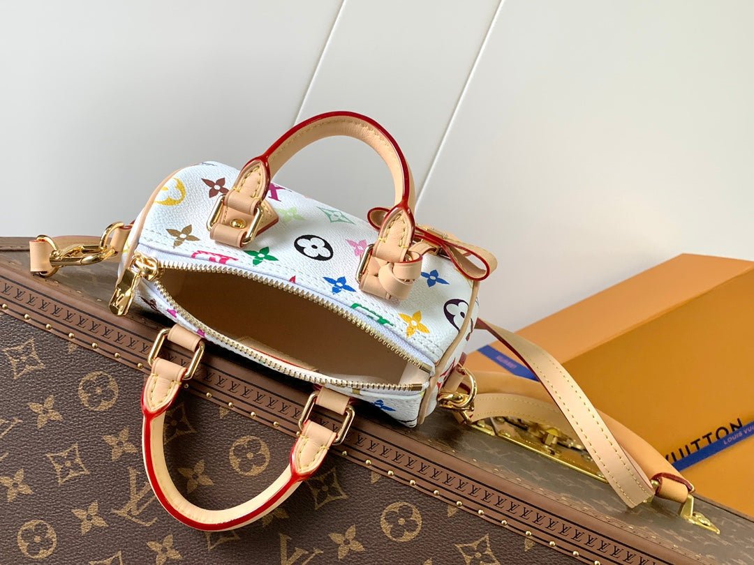 NANO SPEEDY BAG 16 IN COLORFUL MONOGRAM PATTERN AND WHITE COATED CANVAS - Image 6