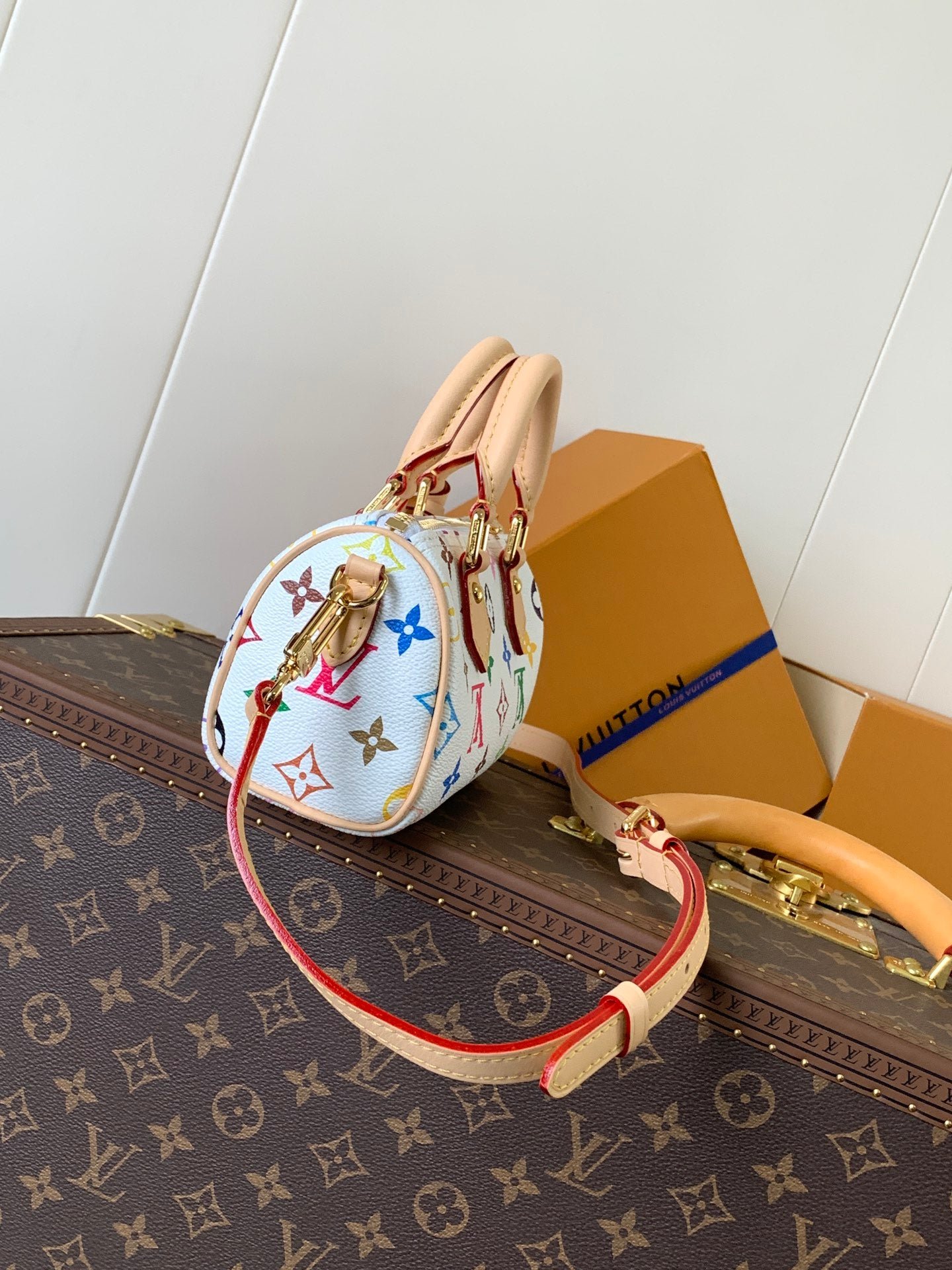 NANO SPEEDY BAG 16 IN COLORFUL MONOGRAM PATTERN AND WHITE COATED CANVAS - Image 7