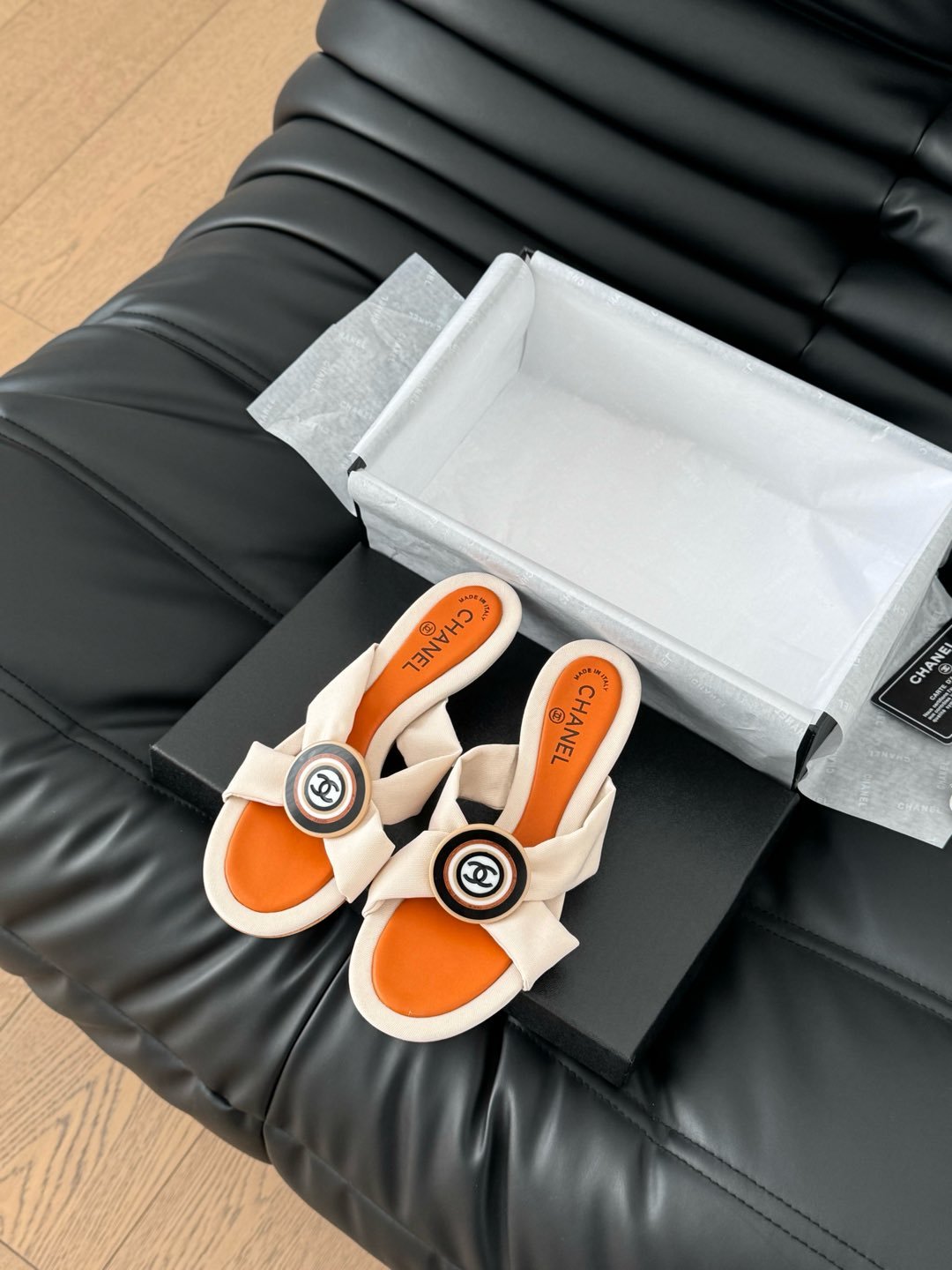 VIVID ORANGE FABRIC CC SLIDE SANDALS - Image 2