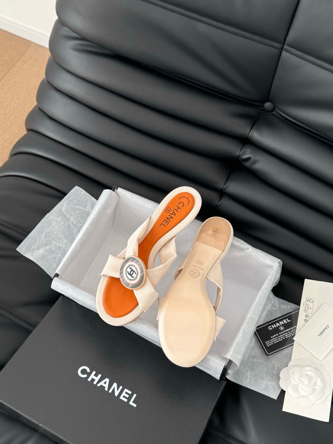 VIVID ORANGE FABRIC CC SLIDE SANDALS - Image 9