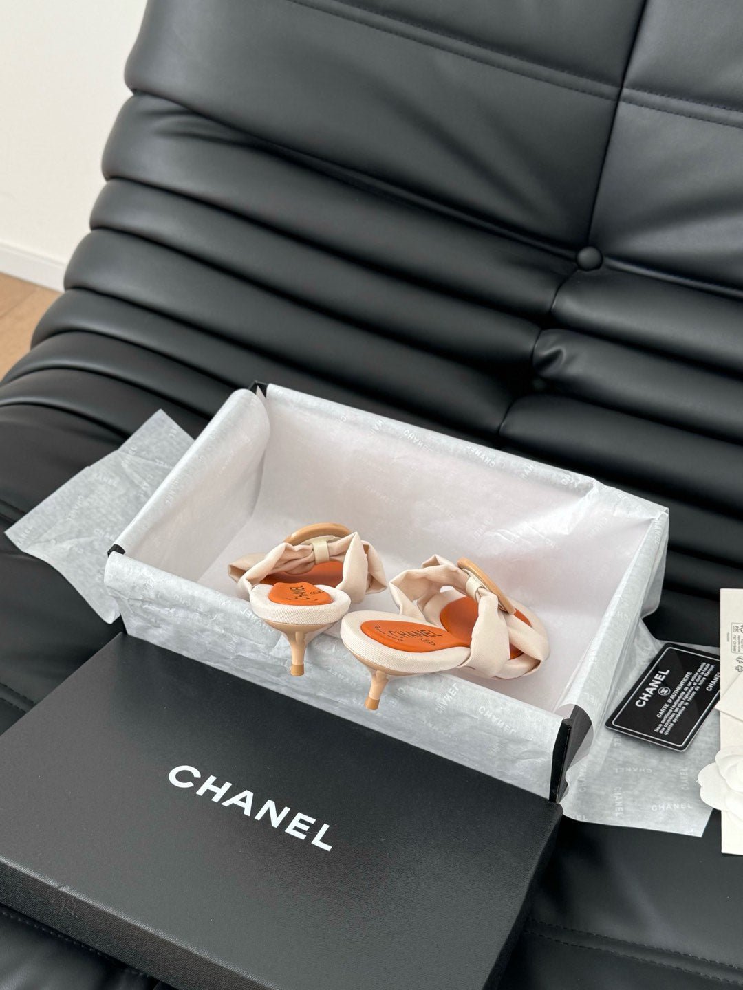 VIVID ORANGE FABRIC CC SLIDE SANDALS - Image 8
