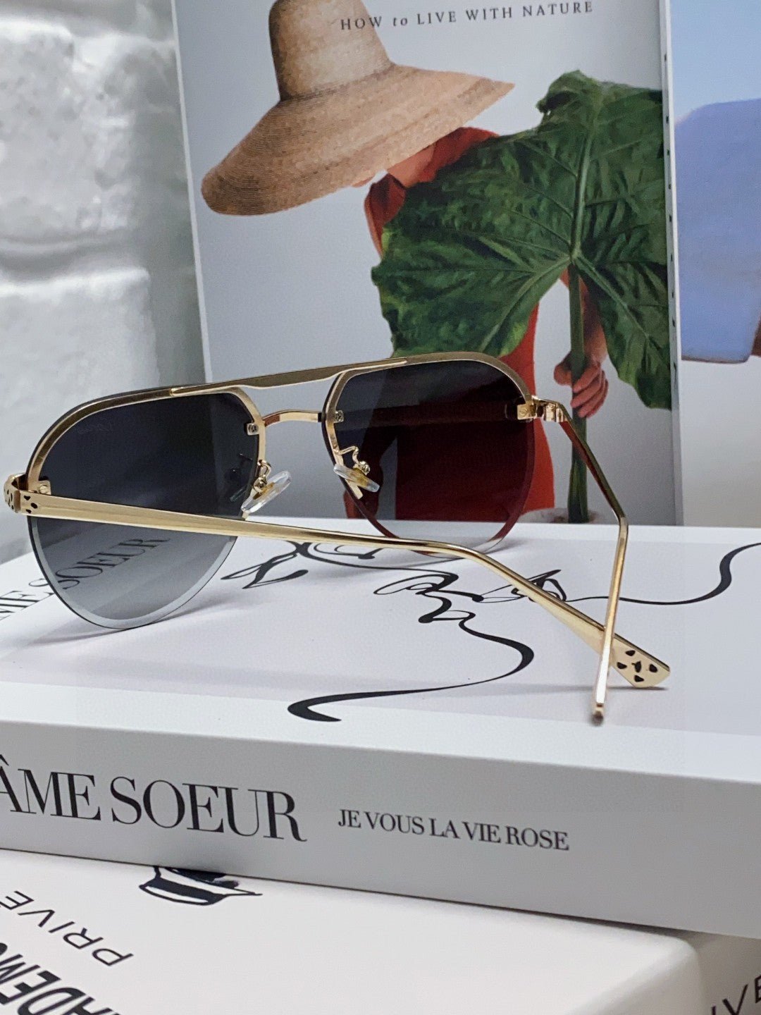 PANTHÈRE AVIATOR FRAME SUNGLASSES 562065 IN METAL - Image 6