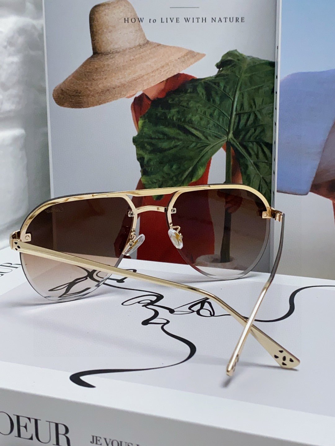 PANTHÈRE AVIATOR FRAME SUNGLASSES 562065 IN METAL - Image 8