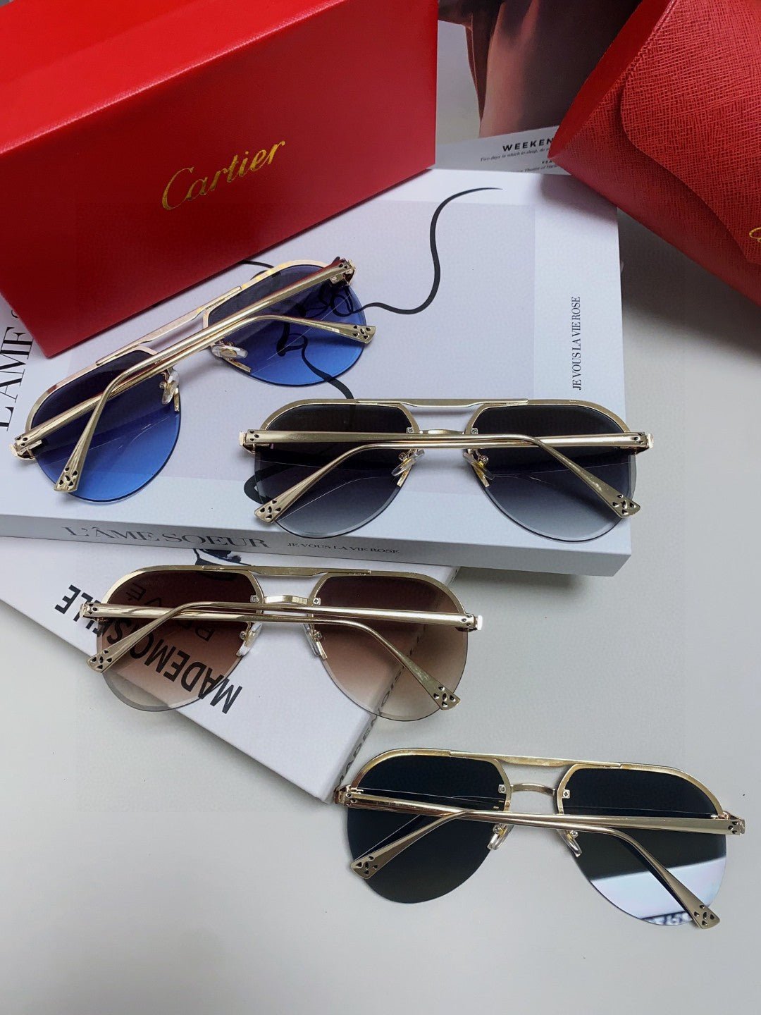 PANTHÈRE AVIATOR FRAME SUNGLASSES 562065 IN METAL - Image 13