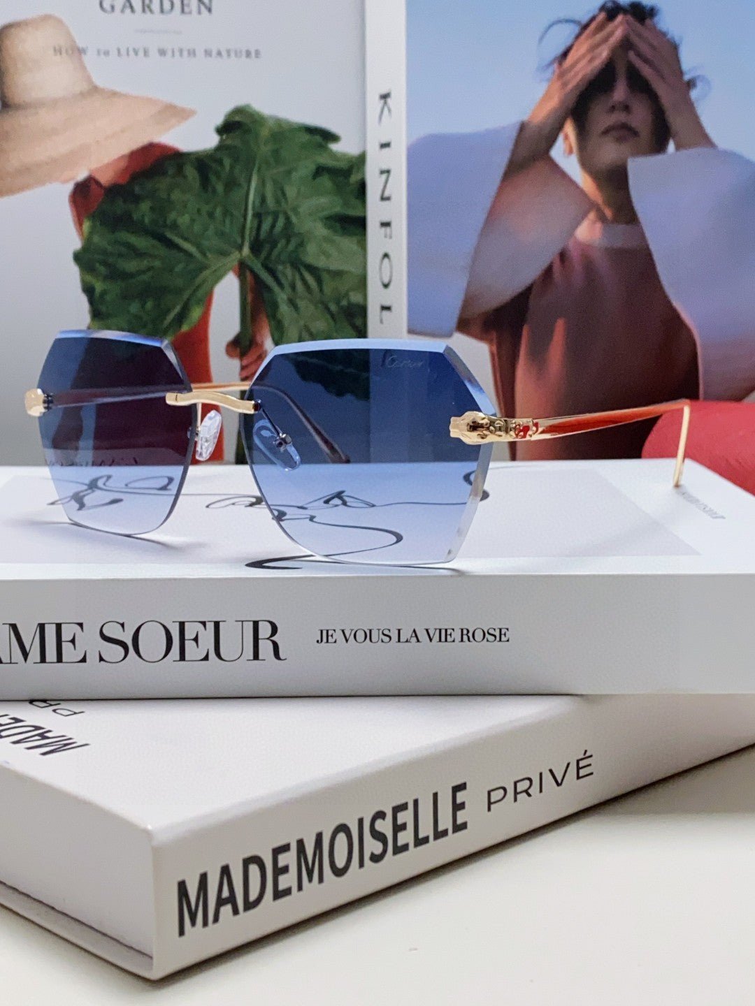 PANTHÈRE RIMLESS GEOMETRIC FRAME SUNGLASSES 539743 IN METAL - Image 4