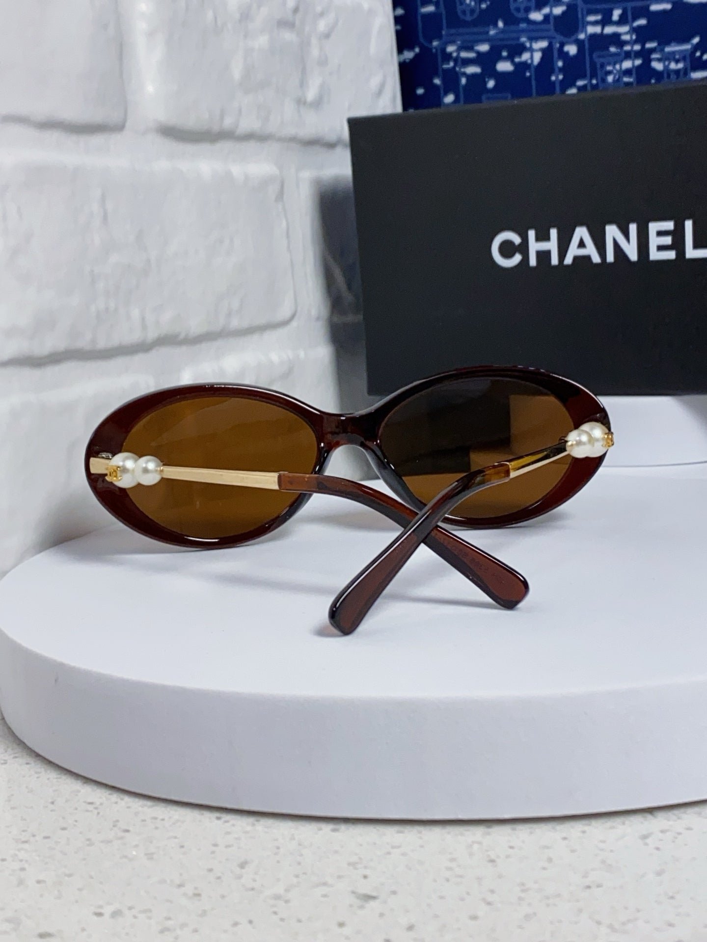 OVAL SUNGLASSES 640342 IN BROWN CLEAR ACETATE METAL FRAME - Image 6