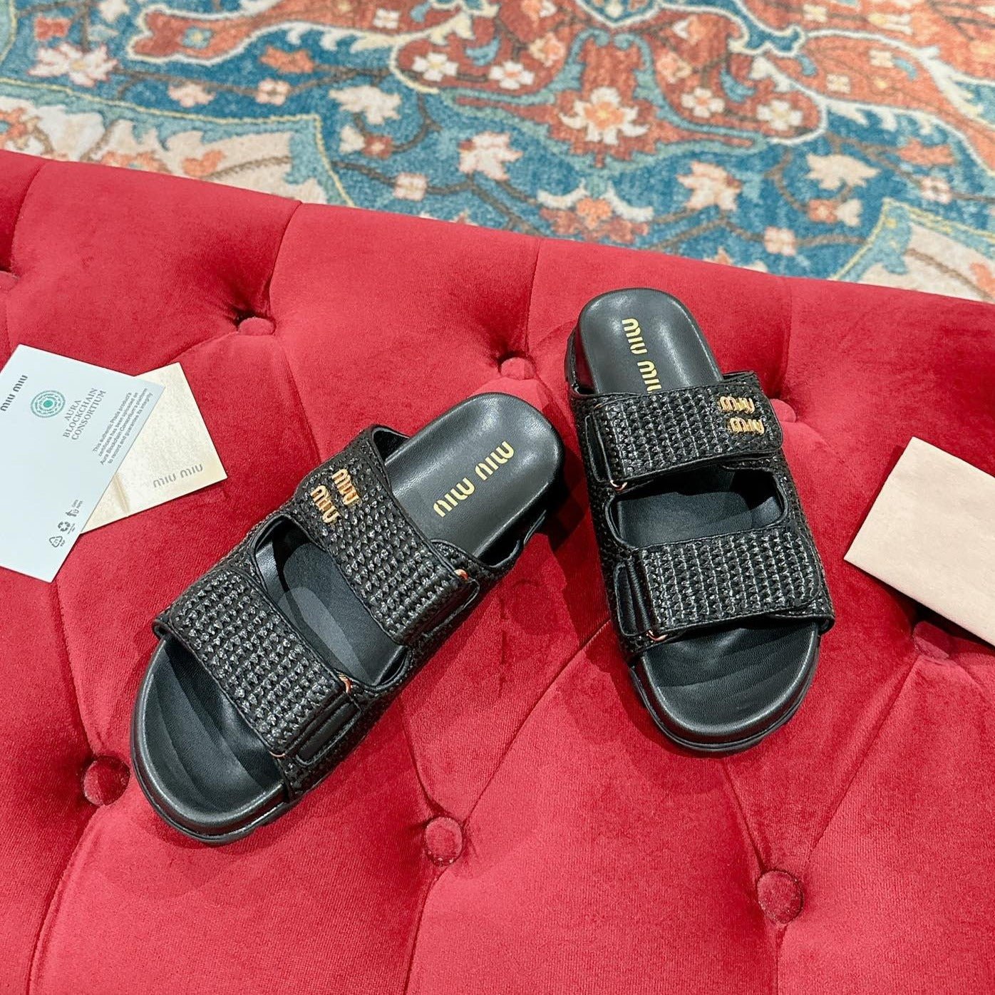 Women's Sandals Black Sheepskin With Straps - Image 2