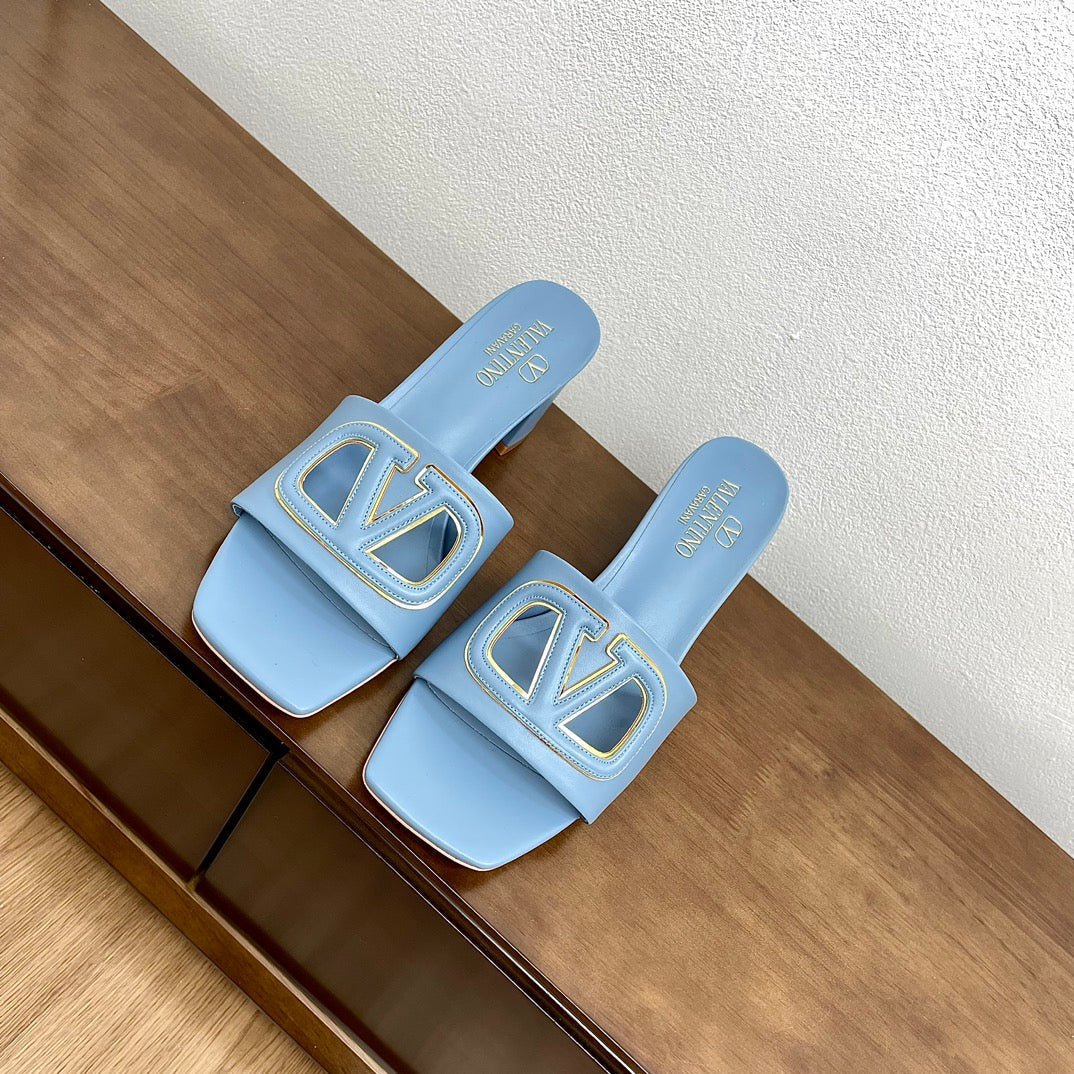 Vlogo Cut-Out 60 Sandal Baby Blue Calfskin - Image 7