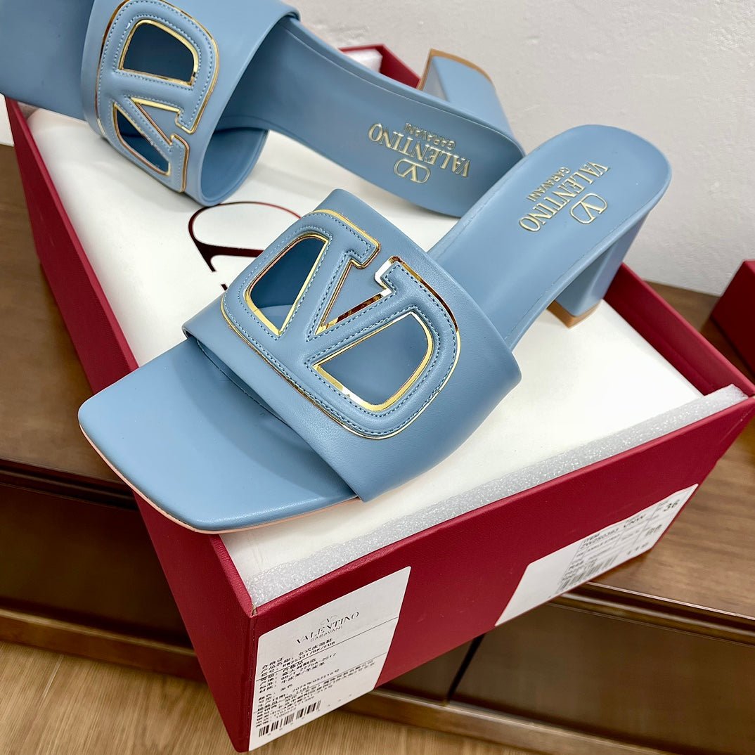 Vlogo Cut-Out 60 Sandal Baby Blue Calfskin - Image 8