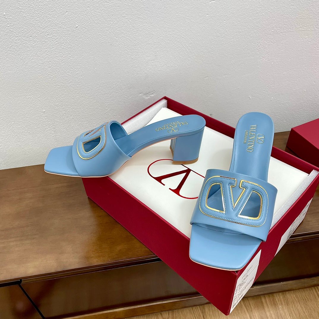 Vlogo Cut-Out 60 Sandal Baby Blue Calfskin - Image 9