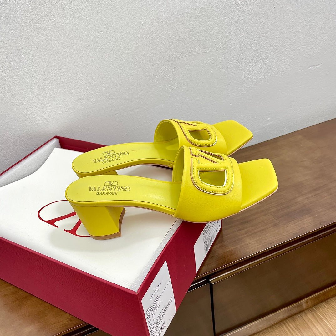 Vlogo Cut-Out 60 Sandal Yellow Calfskin - Image 5