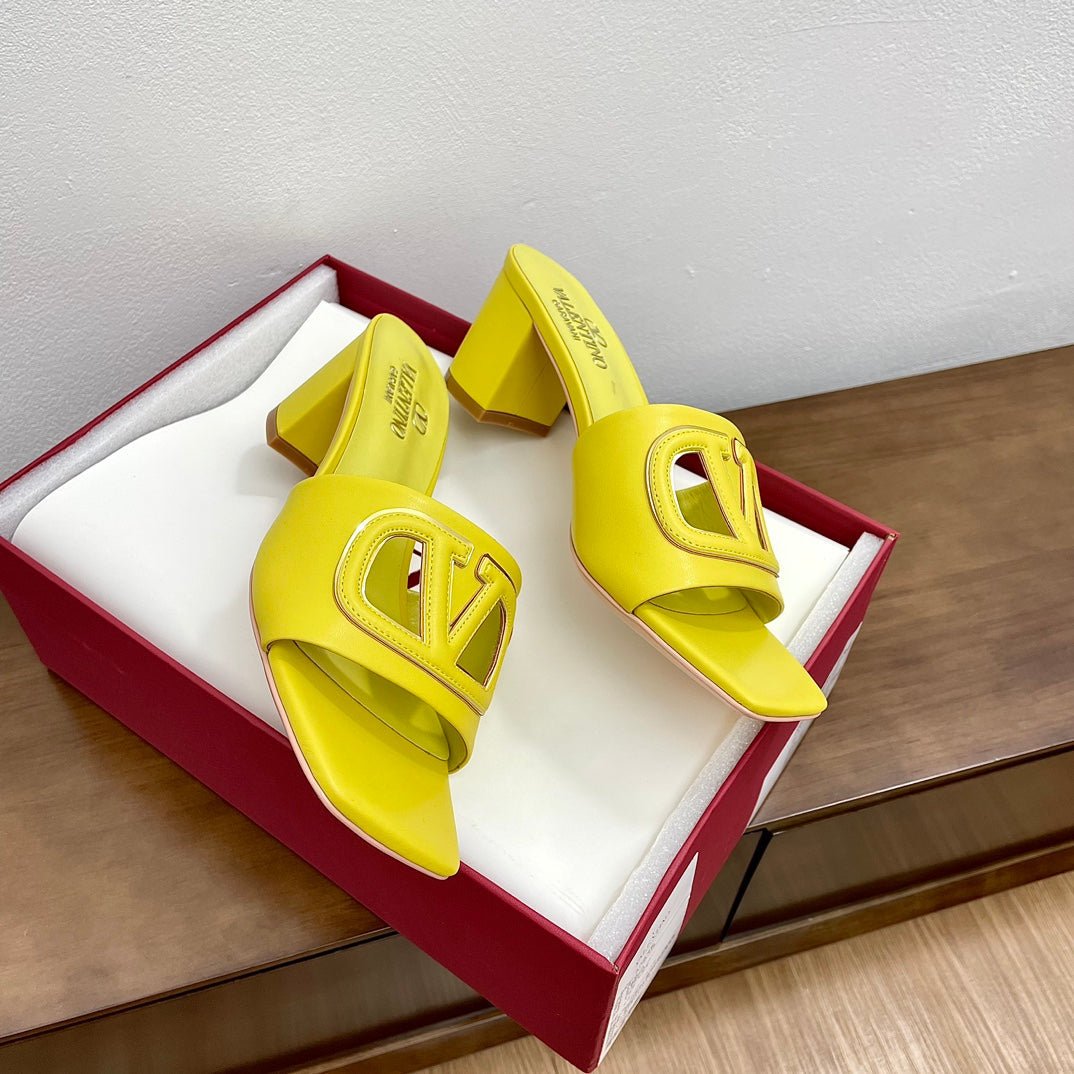 Vlogo Cut-Out 60 Sandal Yellow Calfskin - Image 6