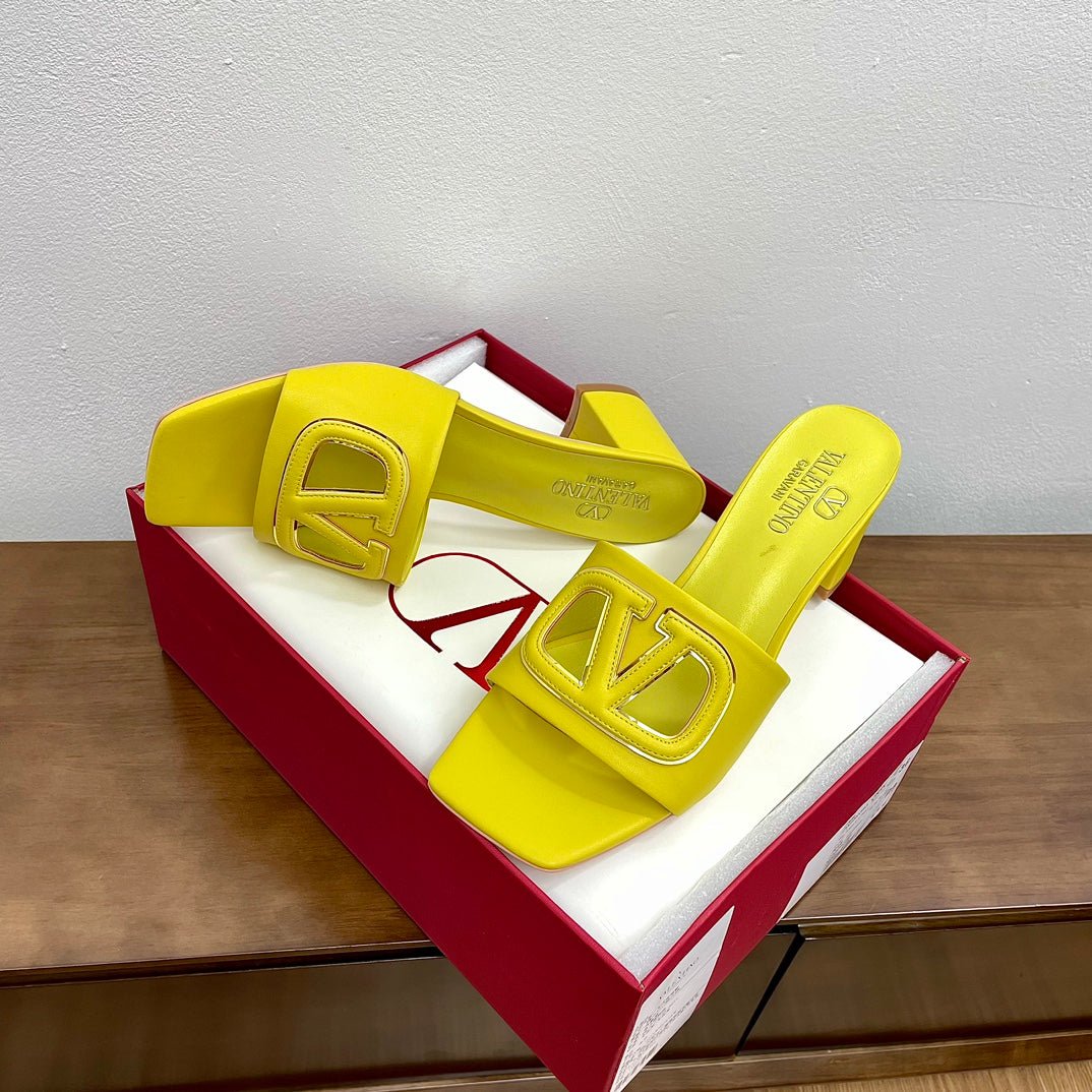 Vlogo Cut-Out 60 Sandal Yellow Calfskin - Image 7