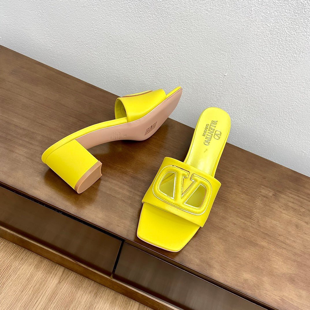 Vlogo Cut-Out 60 Sandal Yellow Calfskin - Image 8