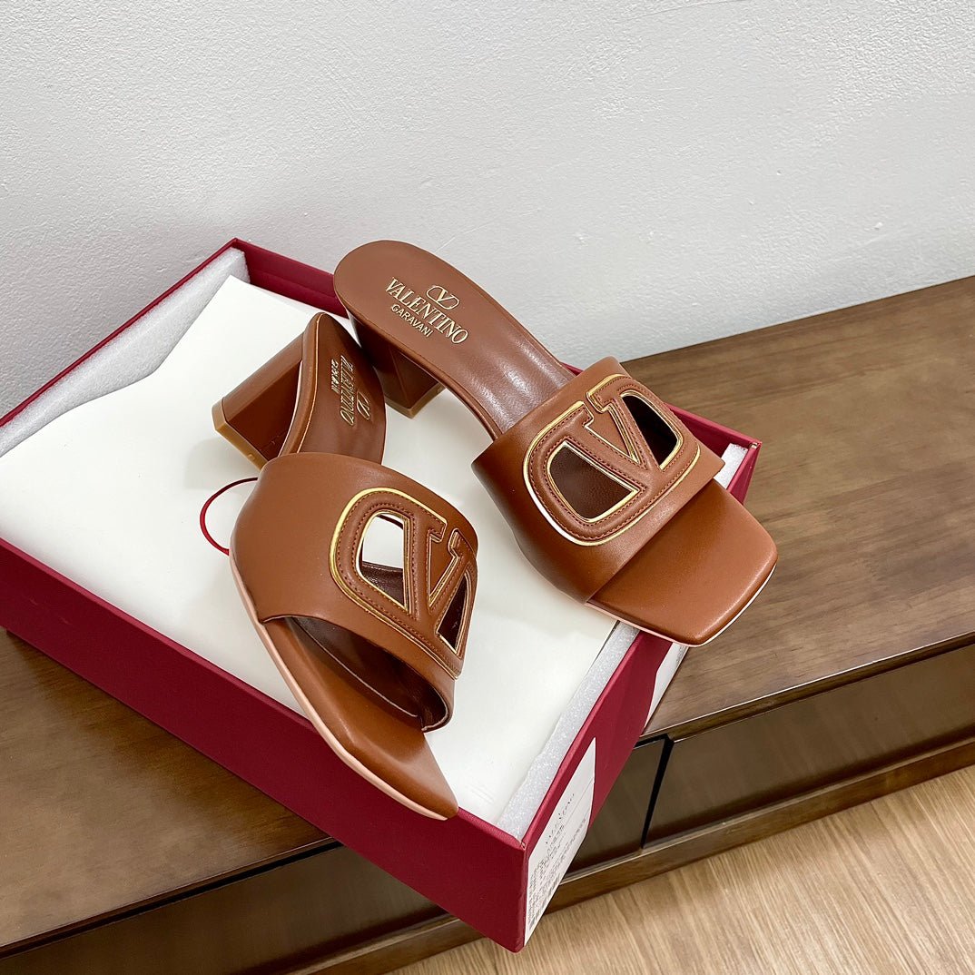 Vlogo Cut-Out 60 Sandal Tan Calfskin - Image 4