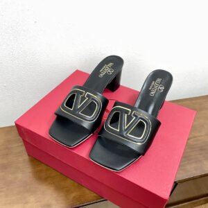 Vlogo Cut-Out 60 Sandal Black Calfskin