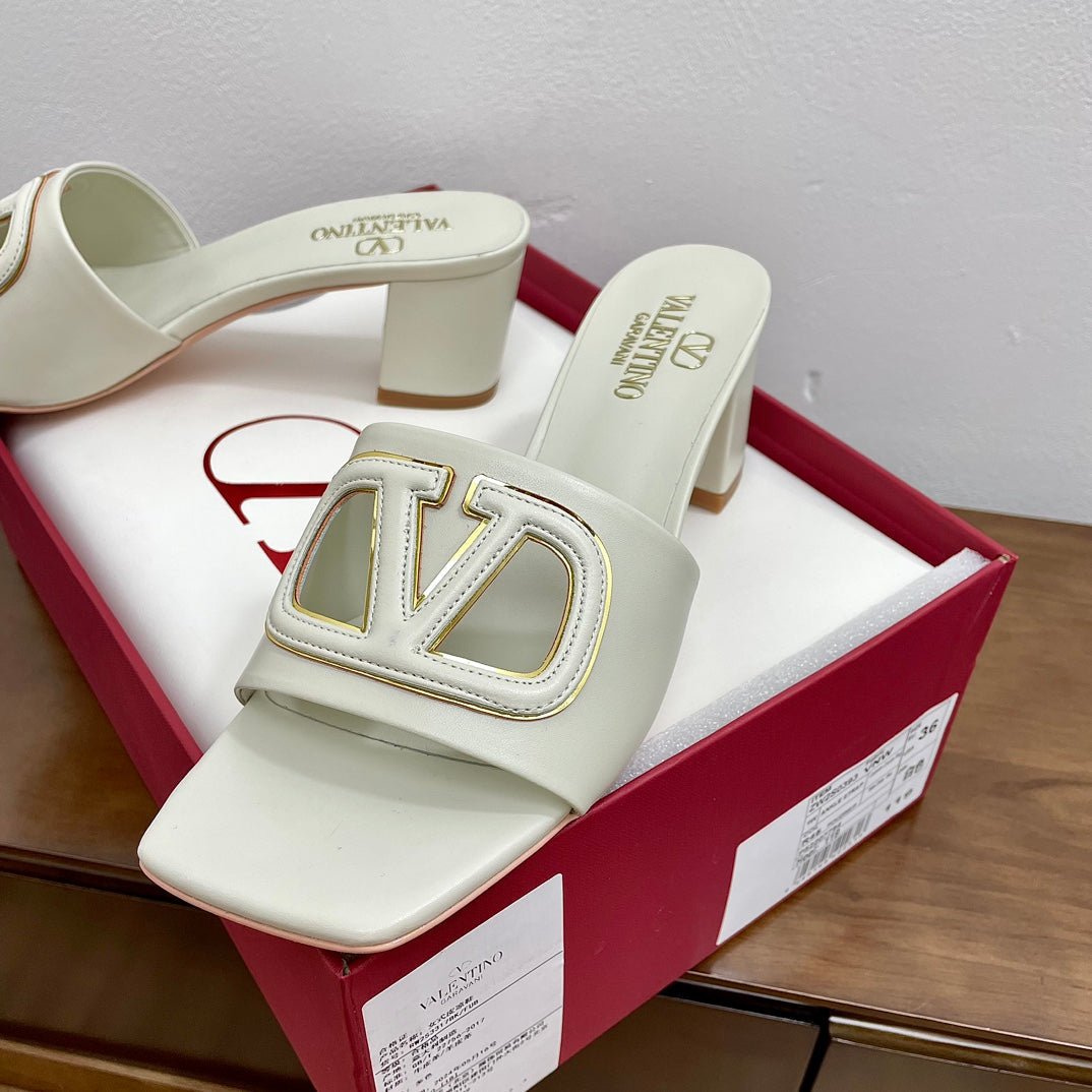 Vlogo Cut-Out 60 Sandal Ivory Calfskin - Image 5