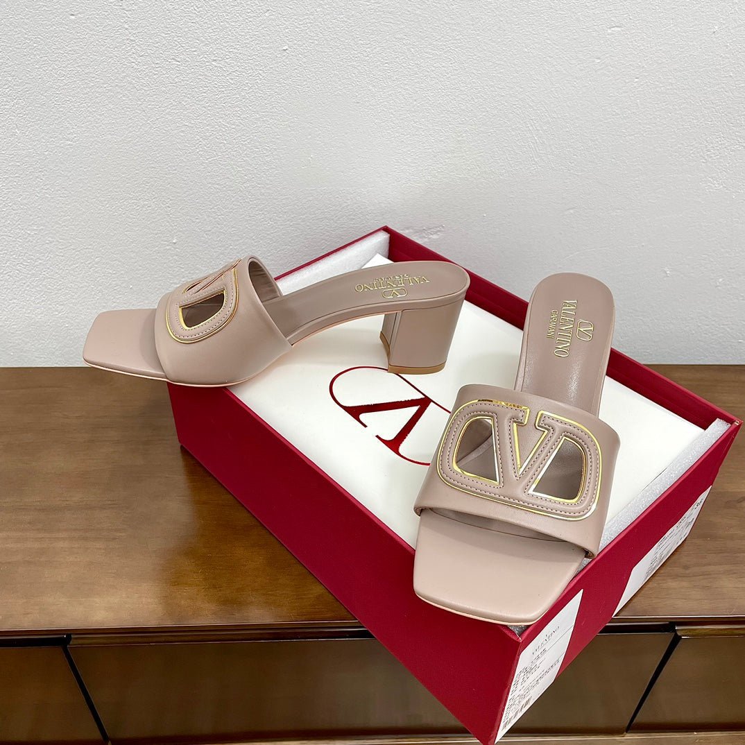 Vlogo Cut-Out 60 Sandal Rose Cannelle Calfskin - Image 4
