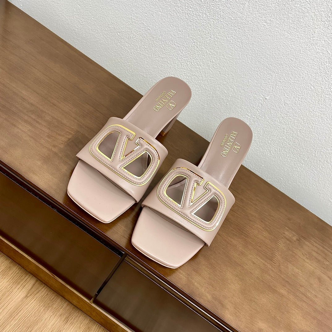 Vlogo Cut-Out 60 Sandal Rose Cannelle Calfskin - Image 5