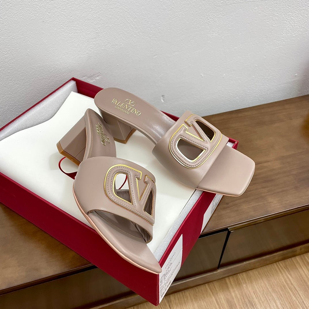 Vlogo Cut-Out 60 Sandal Rose Cannelle Calfskin - Image 6