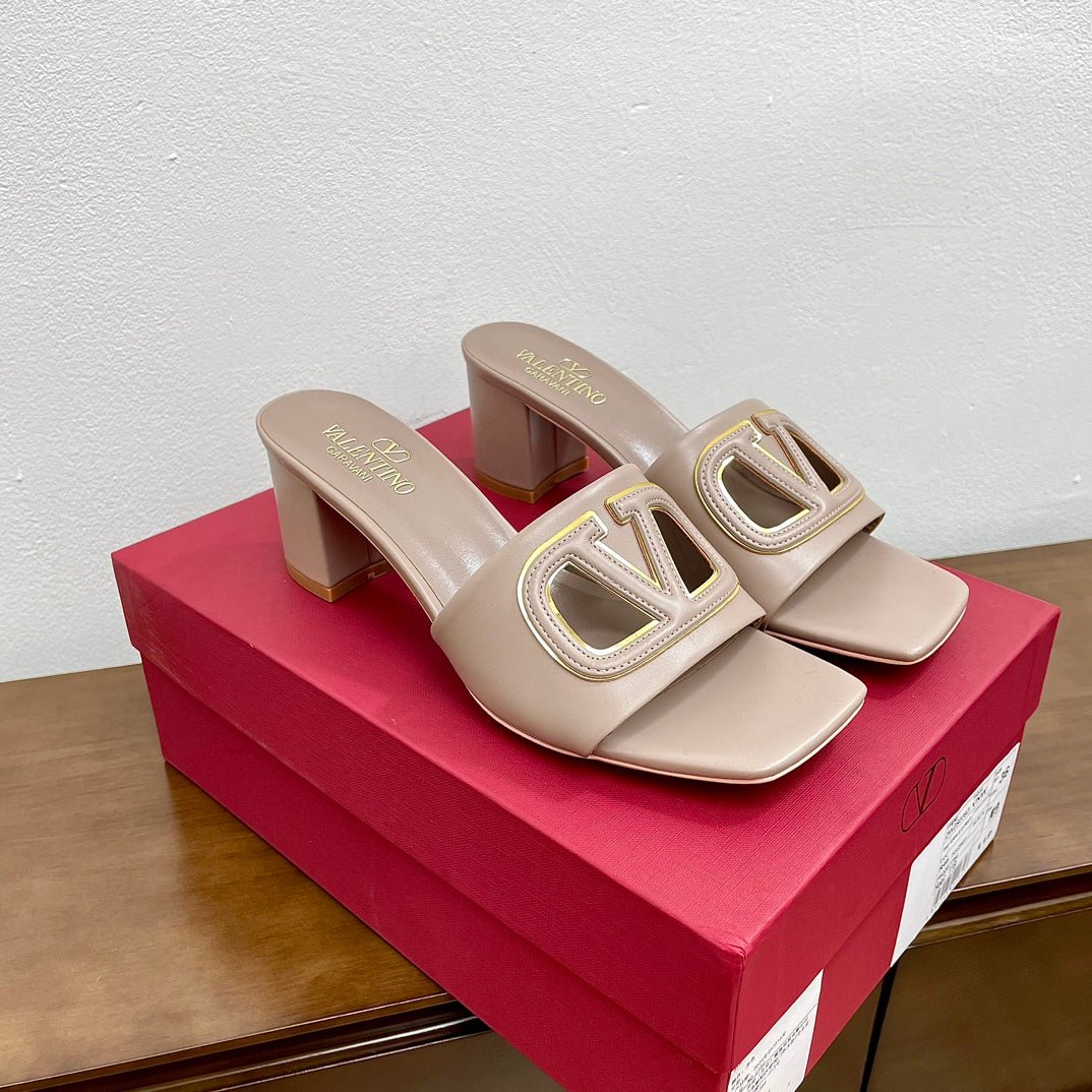 Vlogo Cut-Out 60 Sandal Rose Cannelle Calfskin - Image 7