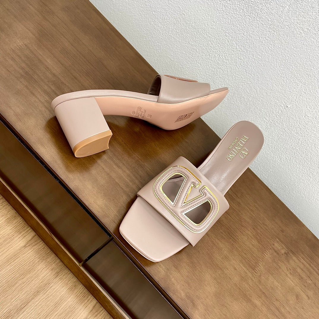 Vlogo Cut-Out 60 Sandal Rose Cannelle Calfskin - Image 3