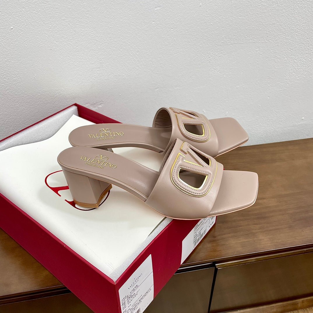 Vlogo Cut-Out 60 Sandal Rose Cannelle Calfskin - Image 11