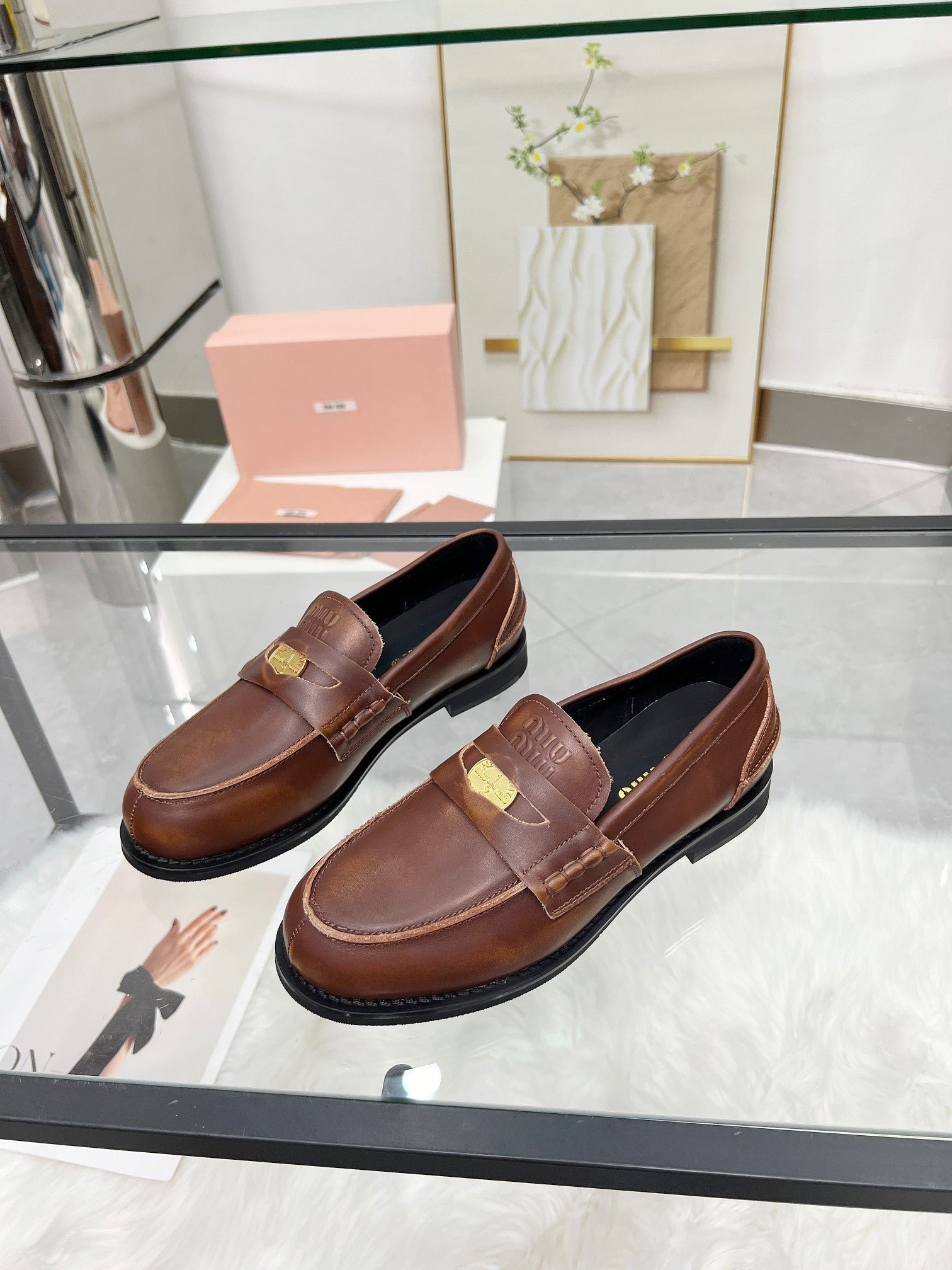 PENNY LOAFERS IN BROWN BLENDED CALFSKIN - Image 8