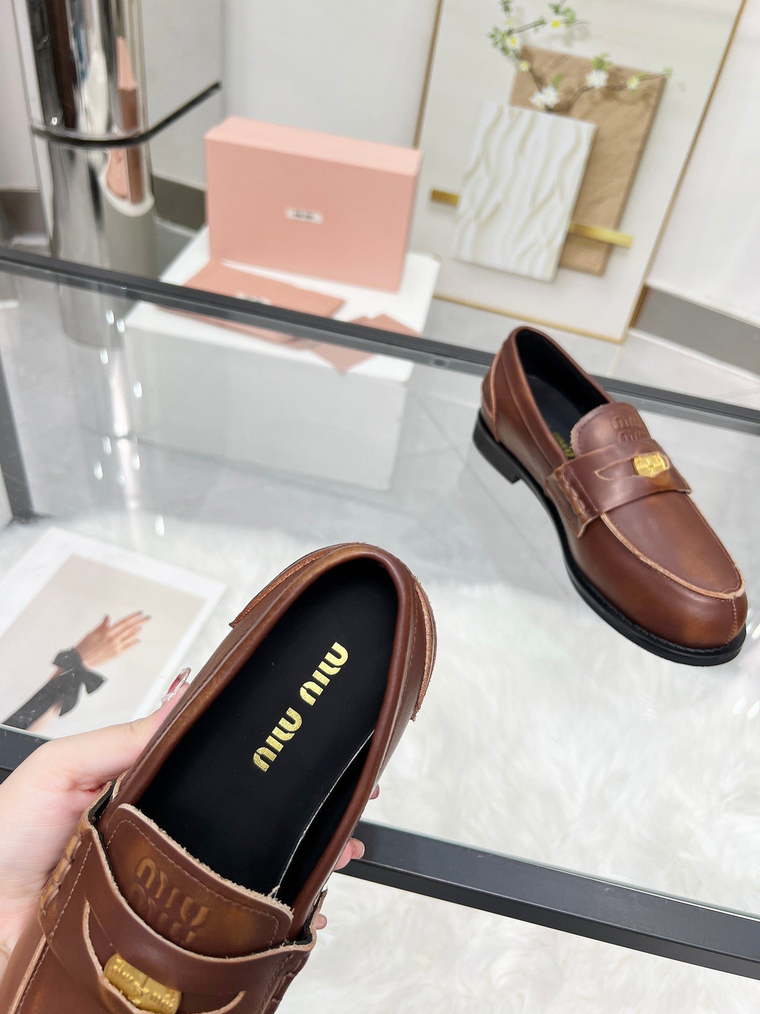 PENNY LOAFERS IN BROWN BLENDED CALFSKIN - Image 2