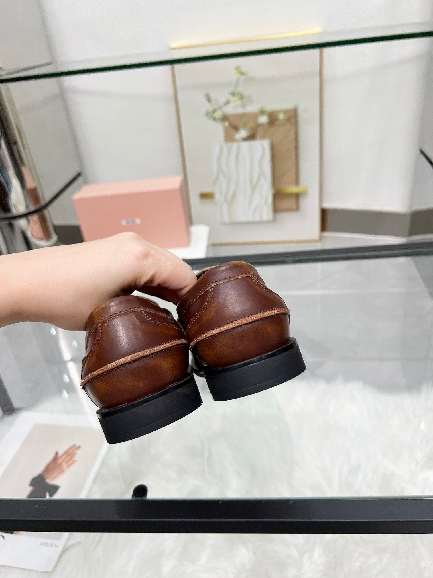 PENNY LOAFERS IN BROWN BLENDED CALFSKIN - Image 5