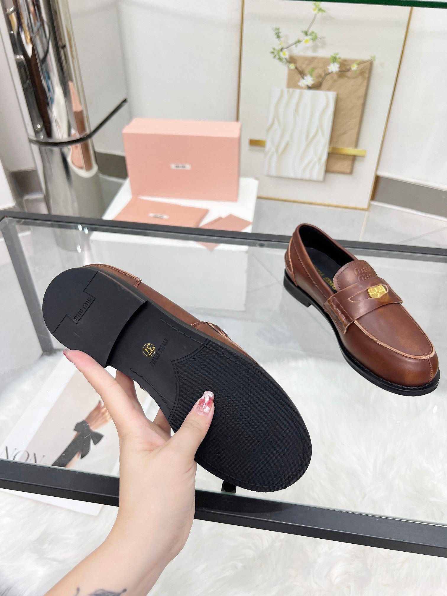 PENNY LOAFERS IN BROWN BLENDED CALFSKIN - Image 6