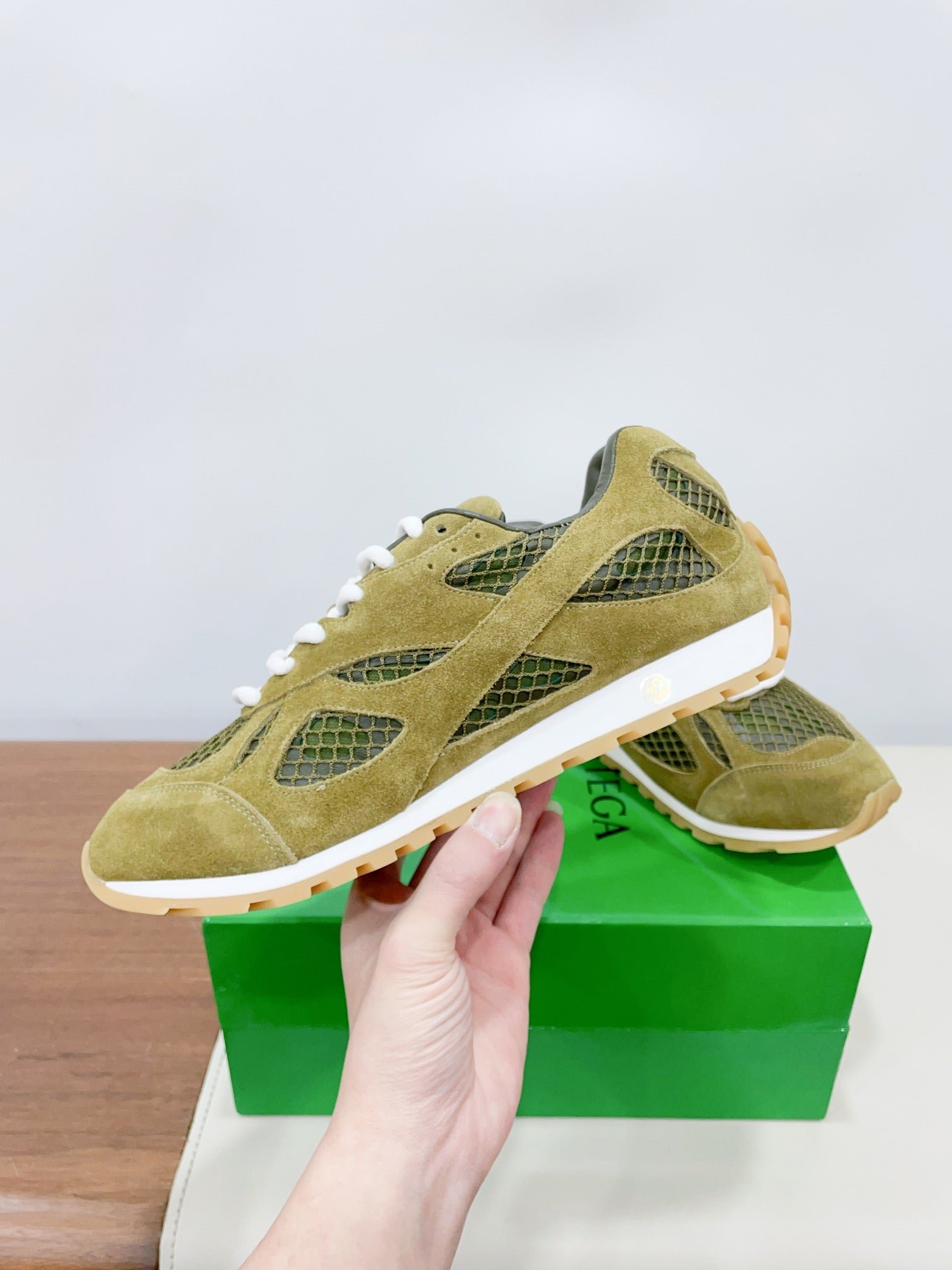 ORBIT SNEAKER IN OLIVE GREEN SUEDE AND TECHNICAL MESH - Image 5