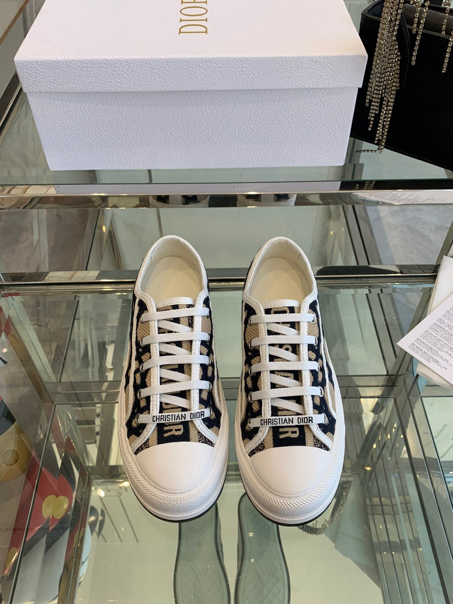 WALK'N PLATFORM SNEAKER IN CAMEL BEIGE MIX BLACK EMBROIDERED FABRIC - Image 2