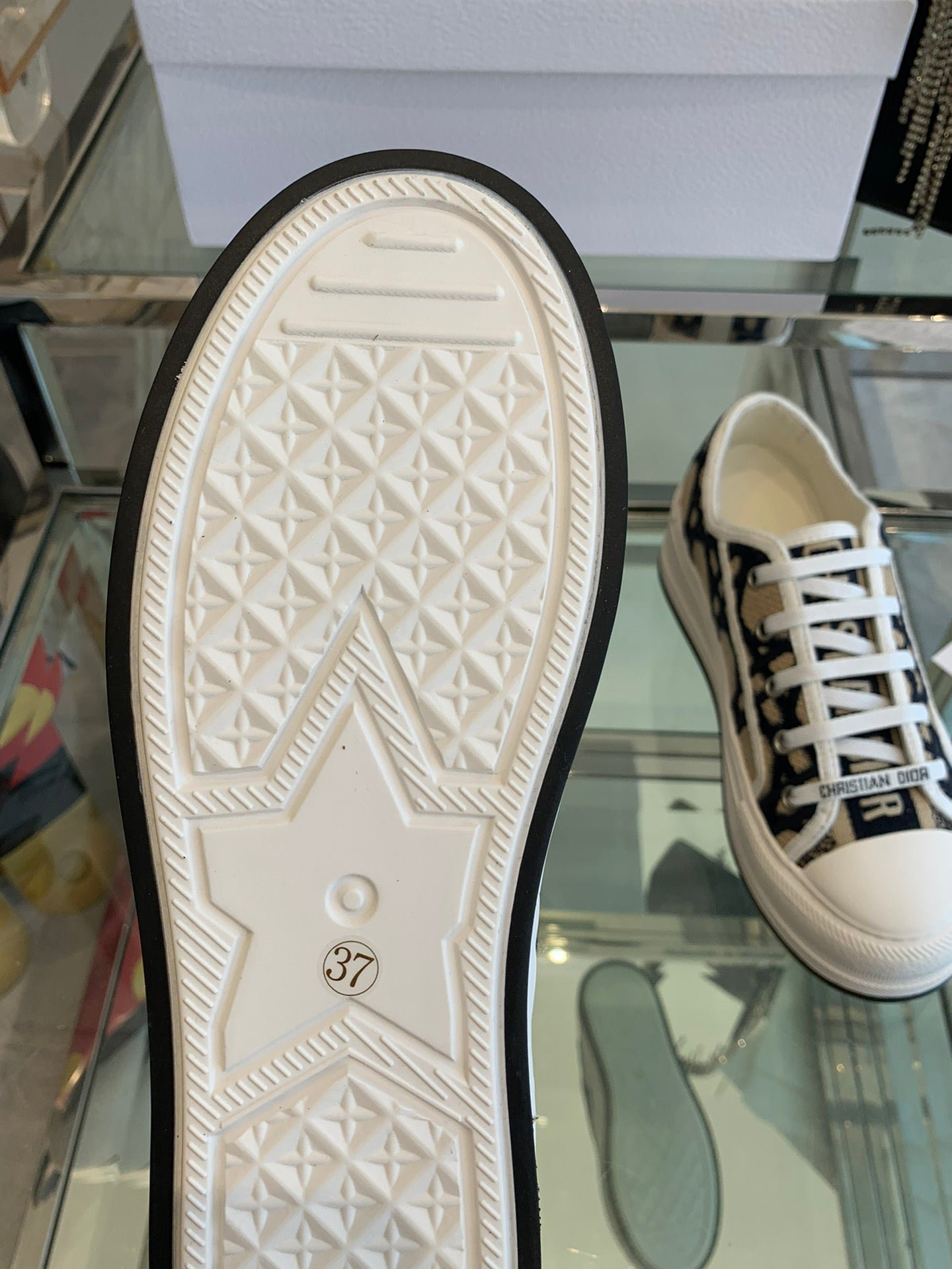 WALK'N PLATFORM SNEAKER IN CAMEL BEIGE MIX BLACK EMBROIDERED FABRIC - Image 9