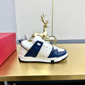 One Stud Sneaker Garavani Blue Calfskin White Fabric