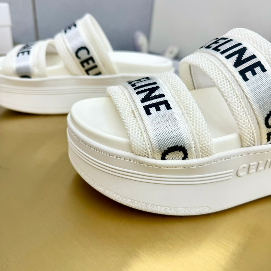 WHITE BLOCK SLIDE MESH NYLON AND TEXT WITH JACQUARD - Image 4