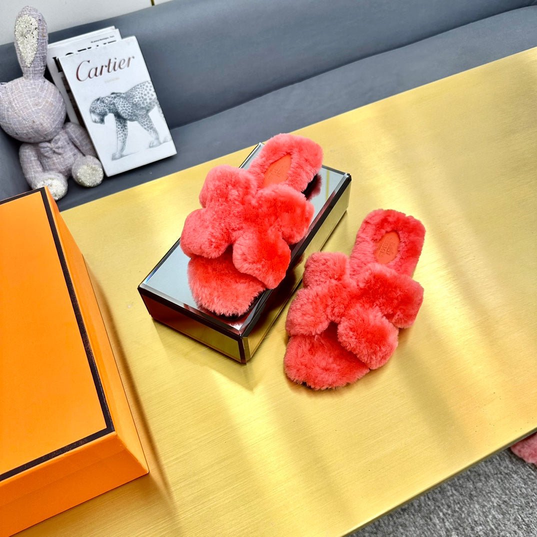 ORAN SHEARLING SANDALS RED PINK - Image 4