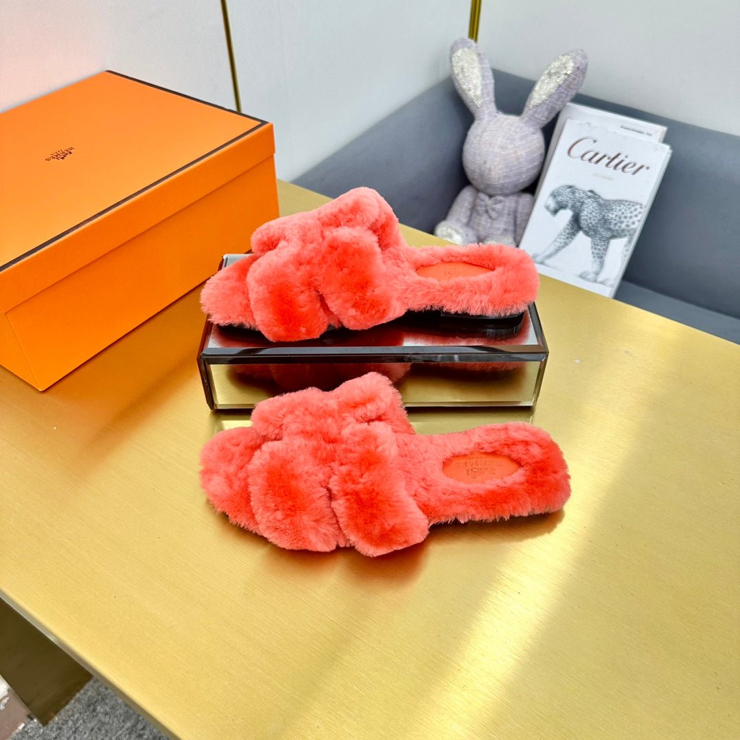 ORAN SHEARLING SANDALS RED PINK - Image 6