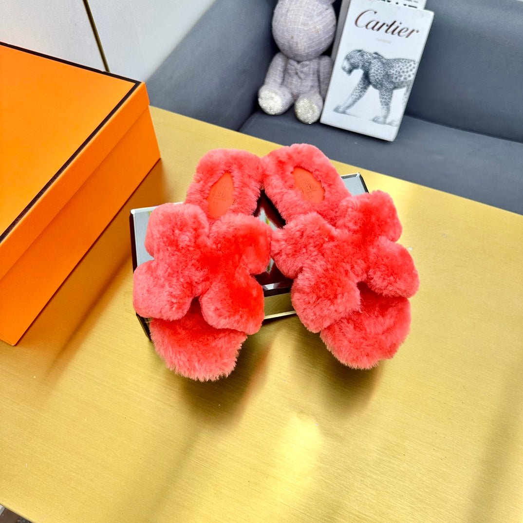 ORAN SHEARLING SANDALS RED PINK - Image 5