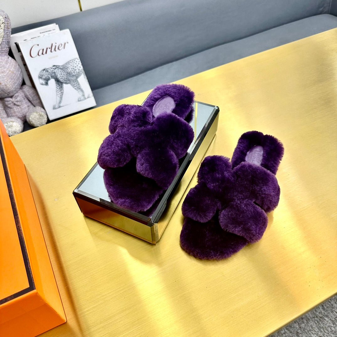 ORAN SHEARLING SANDALS PLUM PURPLE - Image 5