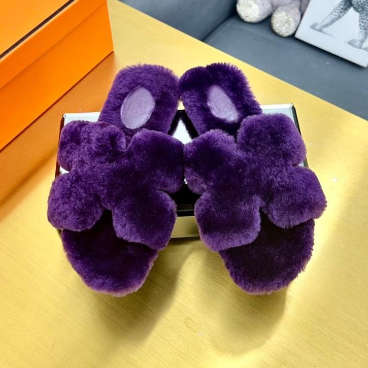 ORAN SHEARLING SANDALS PLUM PURPLE - Image 3