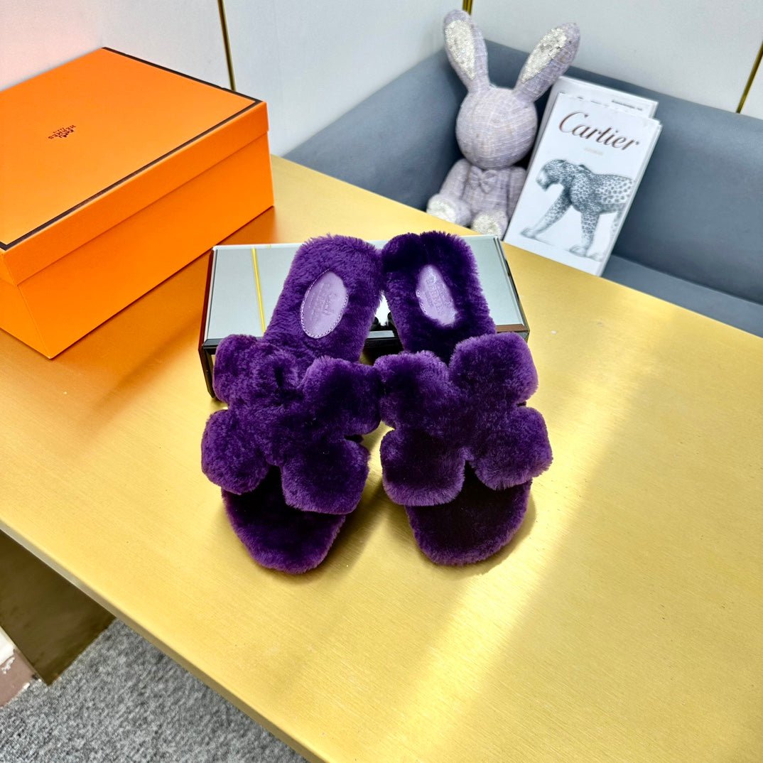 ORAN SHEARLING SANDALS PLUM PURPLE - Image 4