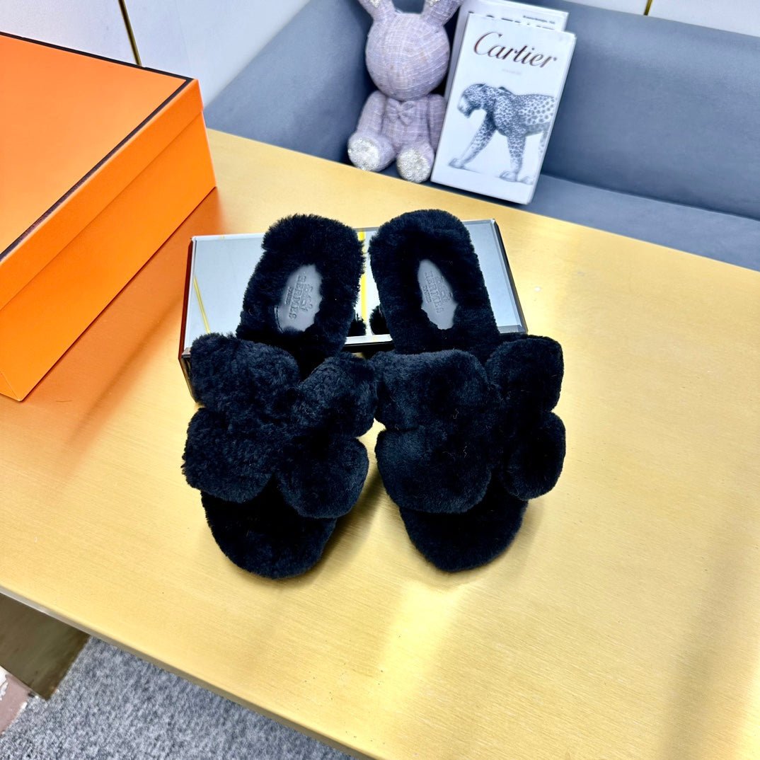 ORAN SHEARLING SANDALS BLACK - Image 5