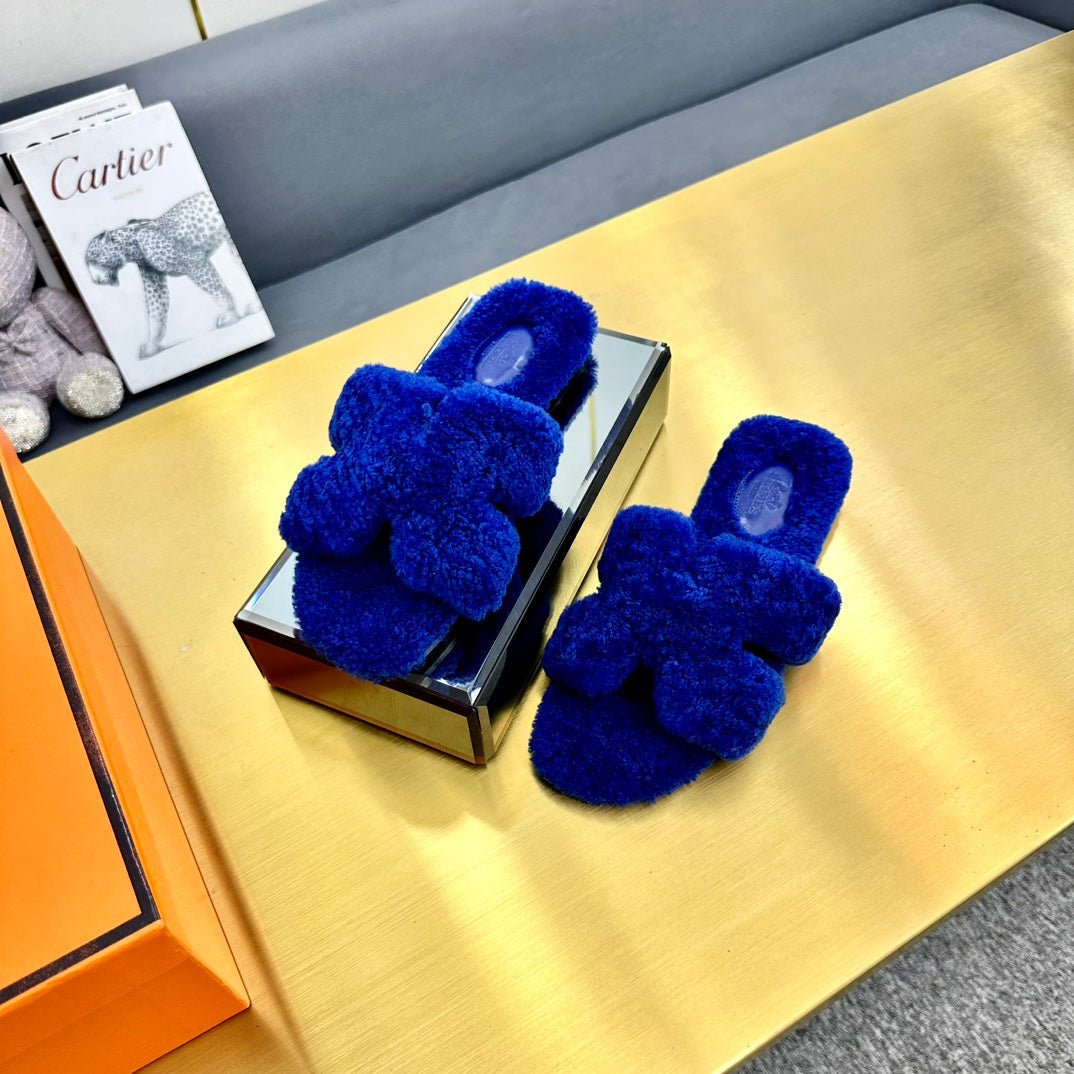 ORAN SHEARLING SANDALS INDIGO BLUE - Image 2