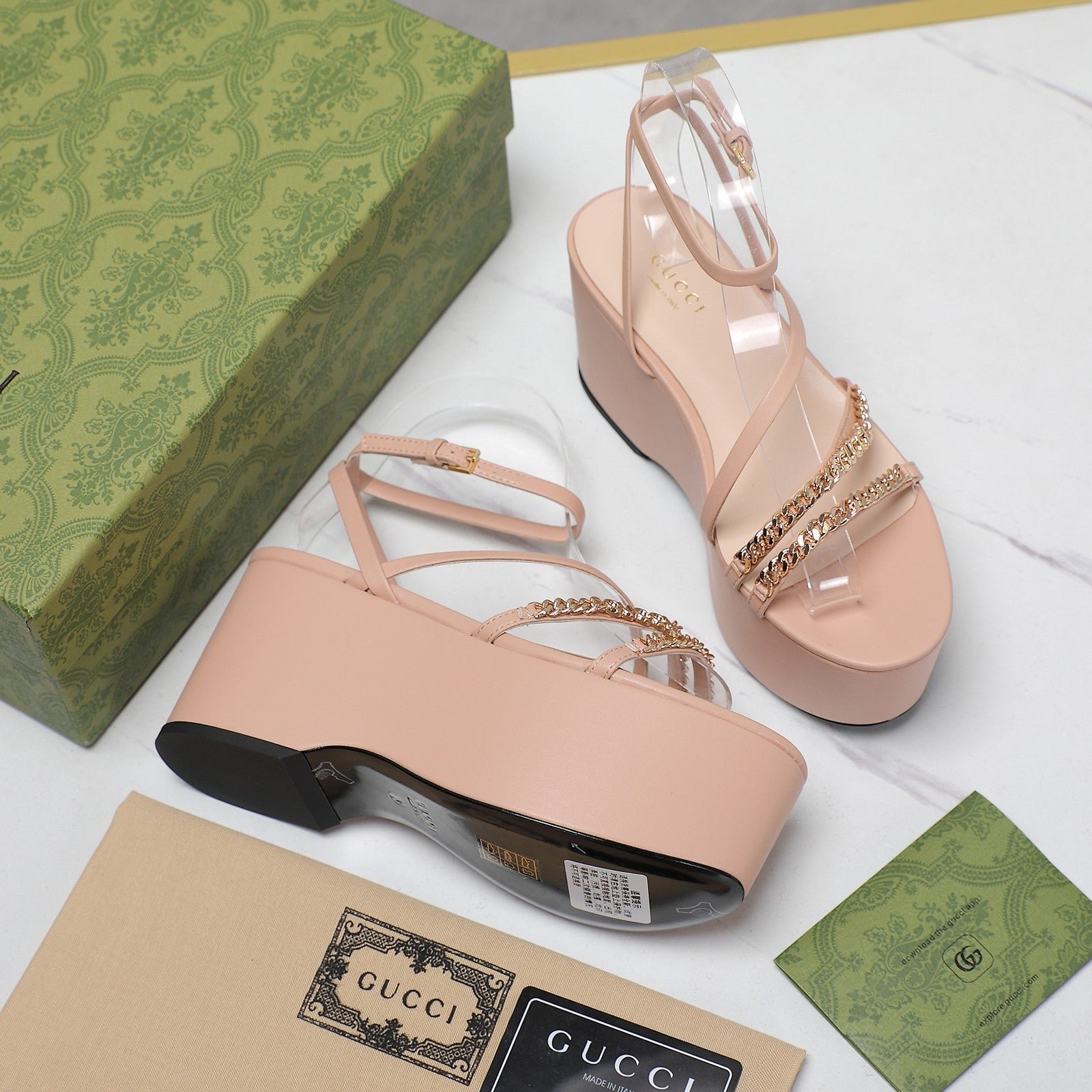WEDGE PLATFORM IN LIGHT PINK SHEEPSKIN - Image 4