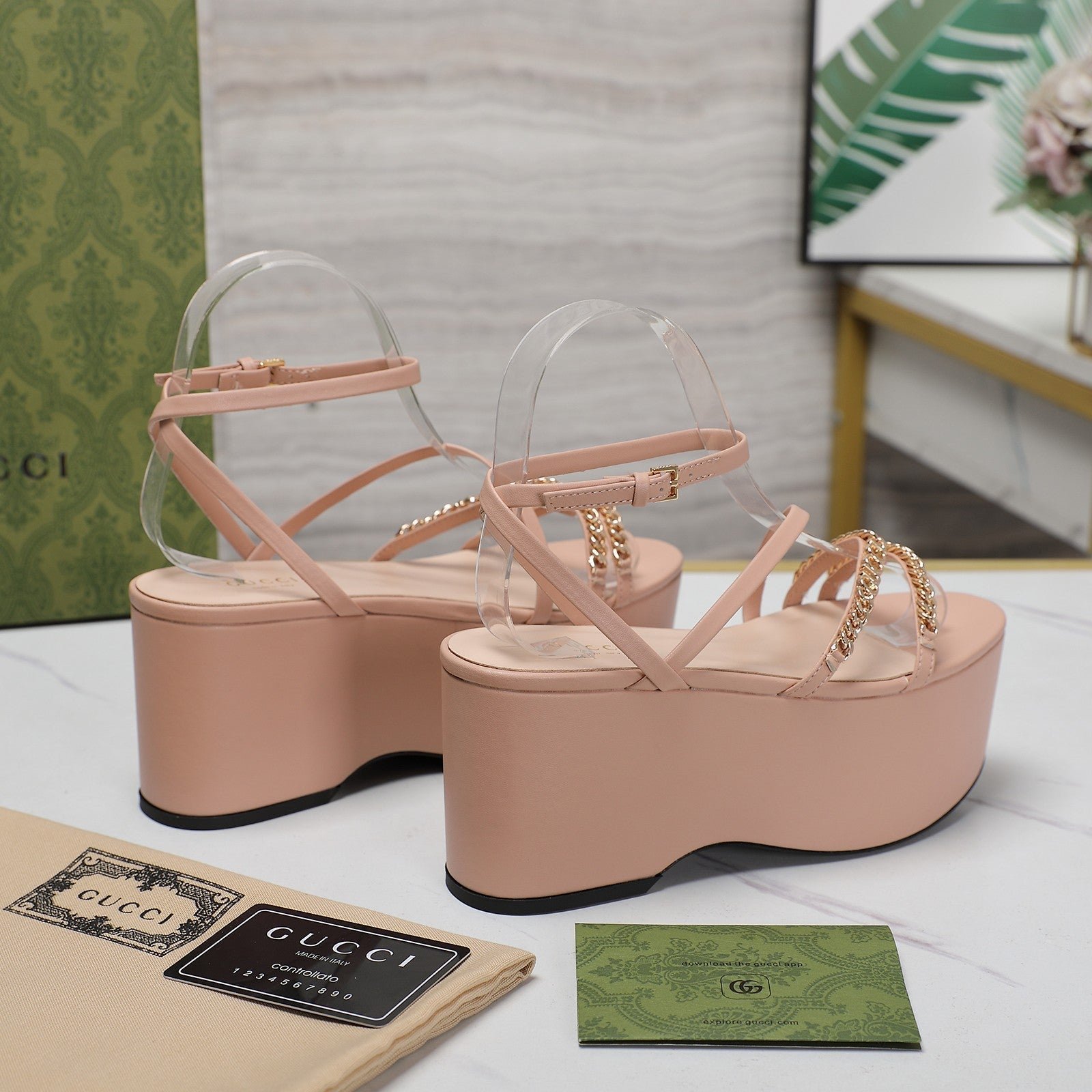 WEDGE PLATFORM IN LIGHT PINK SHEEPSKIN - Image 3